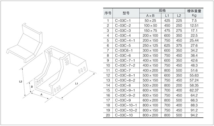 槽式下垂直等径三通xqj-c-03c-槽式桥架系列-信一电力